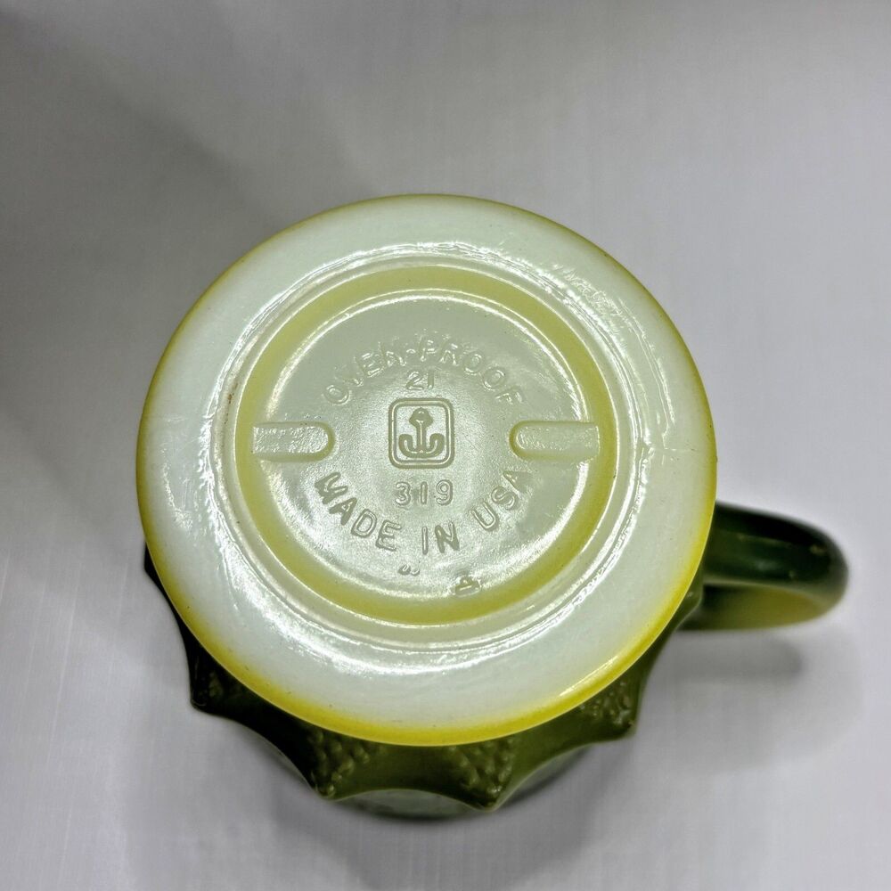 Vintage Green Kimberly Diamond Point Mug Fire King Coffee Cup Retro Made USA - Picture 6 of 7